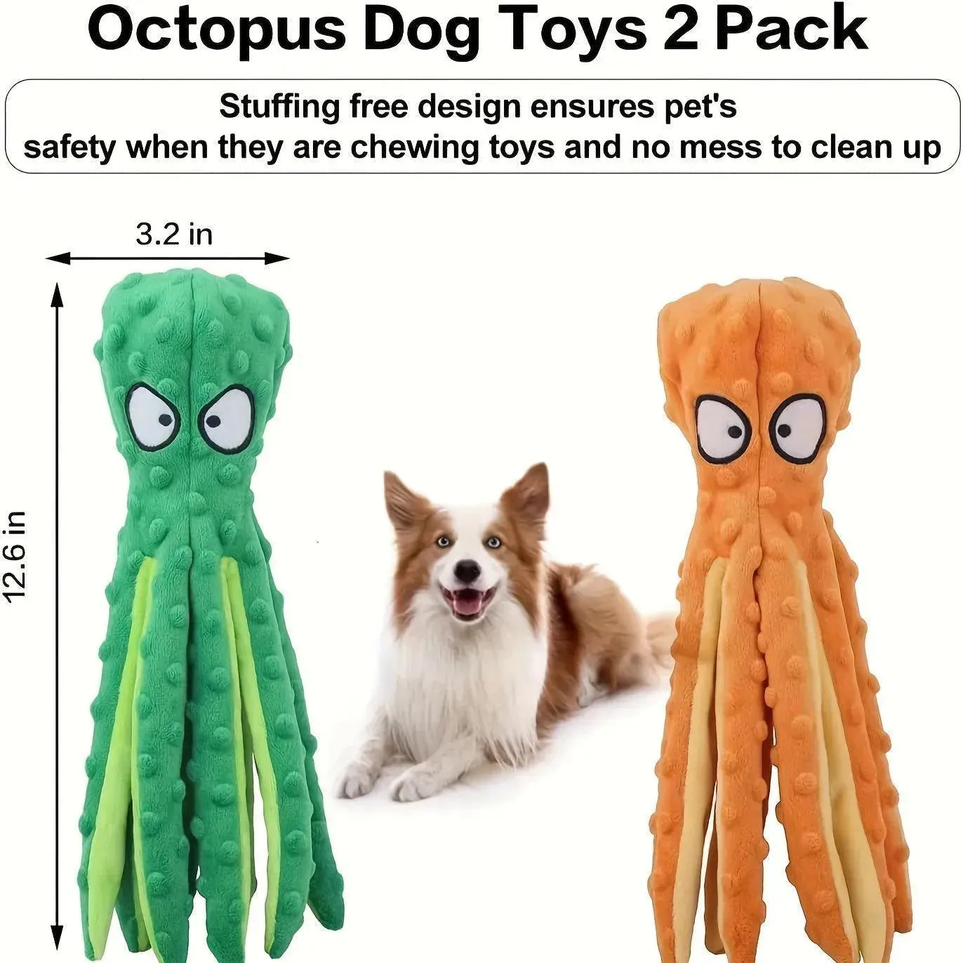 2pcs Octopus Design Dog Toys - Large, Durable Chew & Play