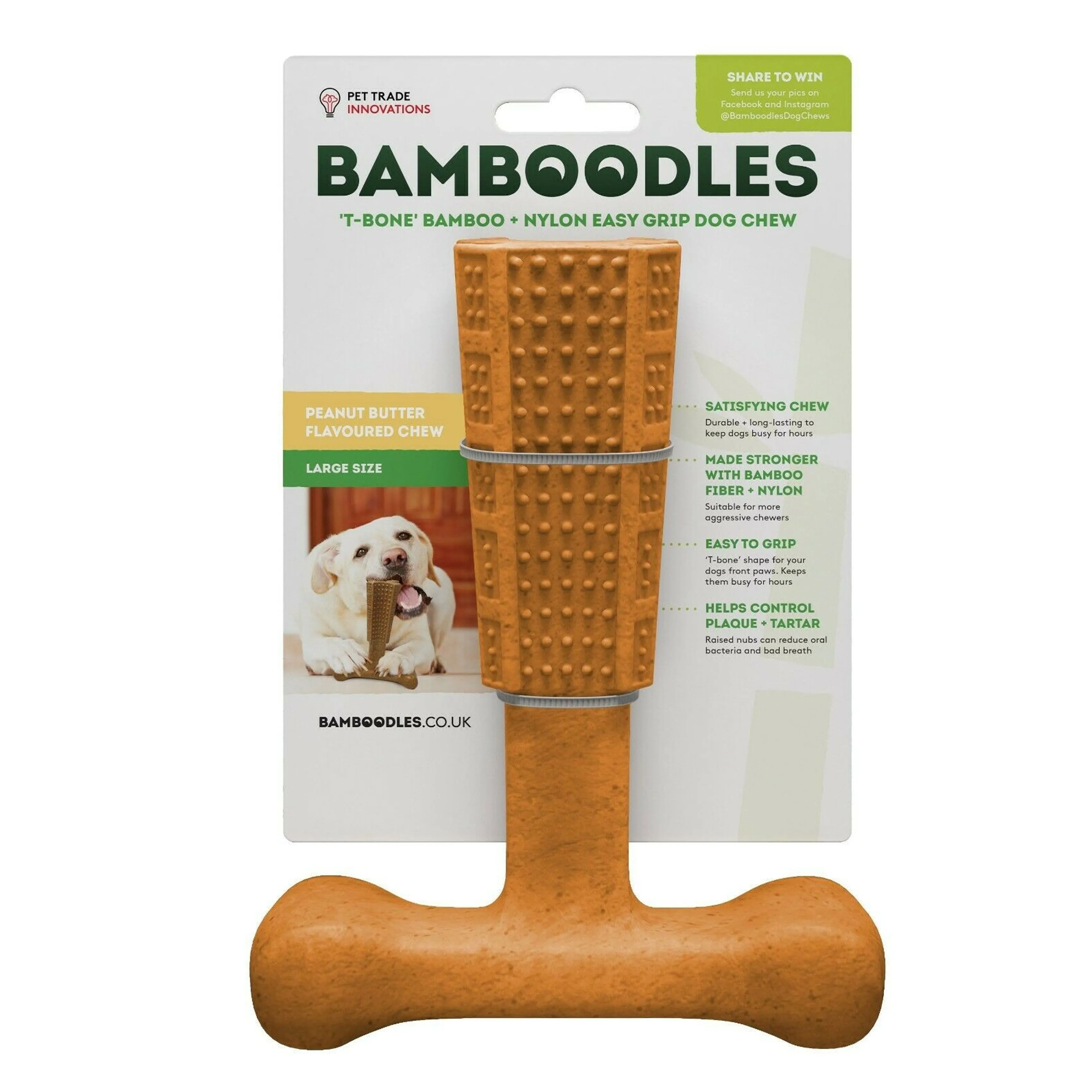 Bamboodles T-Bone Peanut Butter Flavour Dog Toys