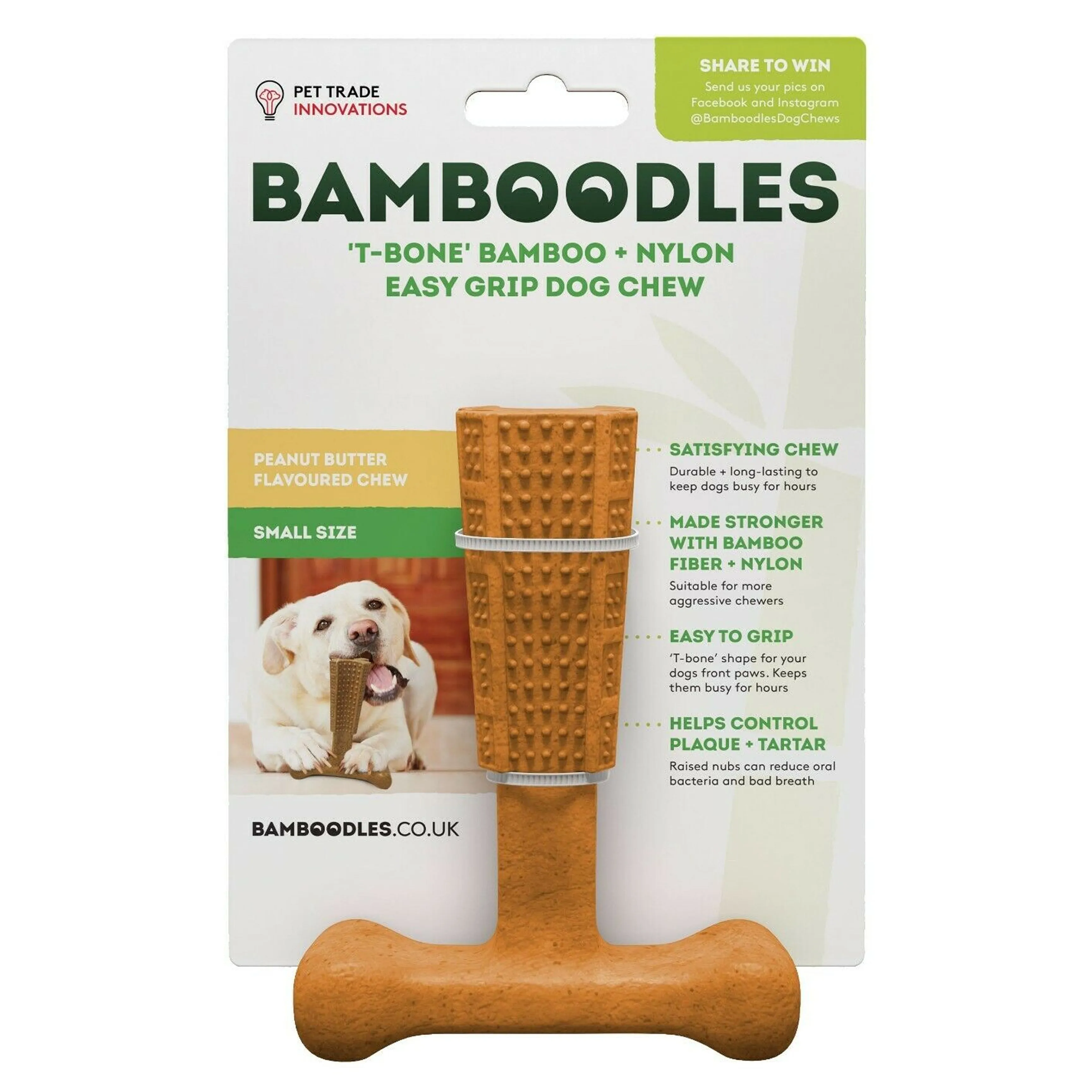 Bamboodles T-Bone Peanut Butter Flavour Dog Toys