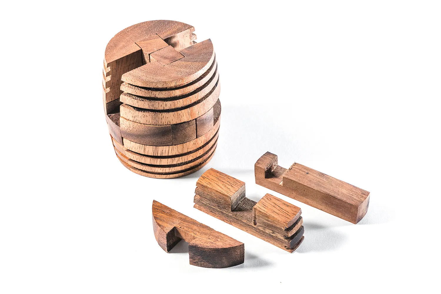 Barrel wood puzzle 3D hand made wooden  - for kids or adults