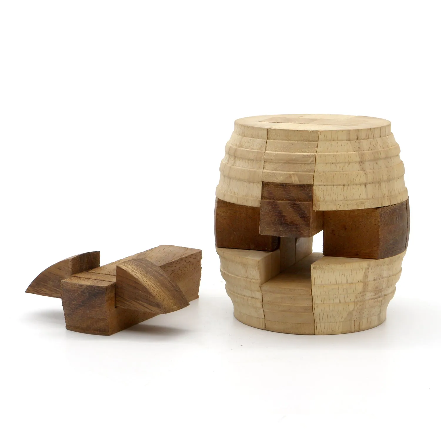 Barrel wood puzzle 3D hand made wooden  - for kids or adults