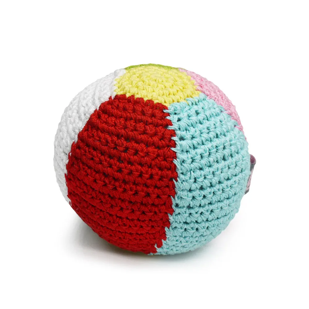 Beach Ball Crochet Dog Toy with Squeaker