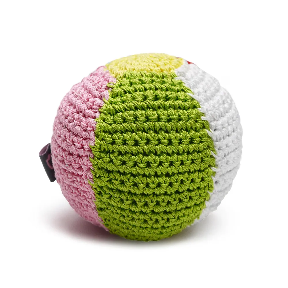 Beach Ball Crochet Dog Toy with Squeaker