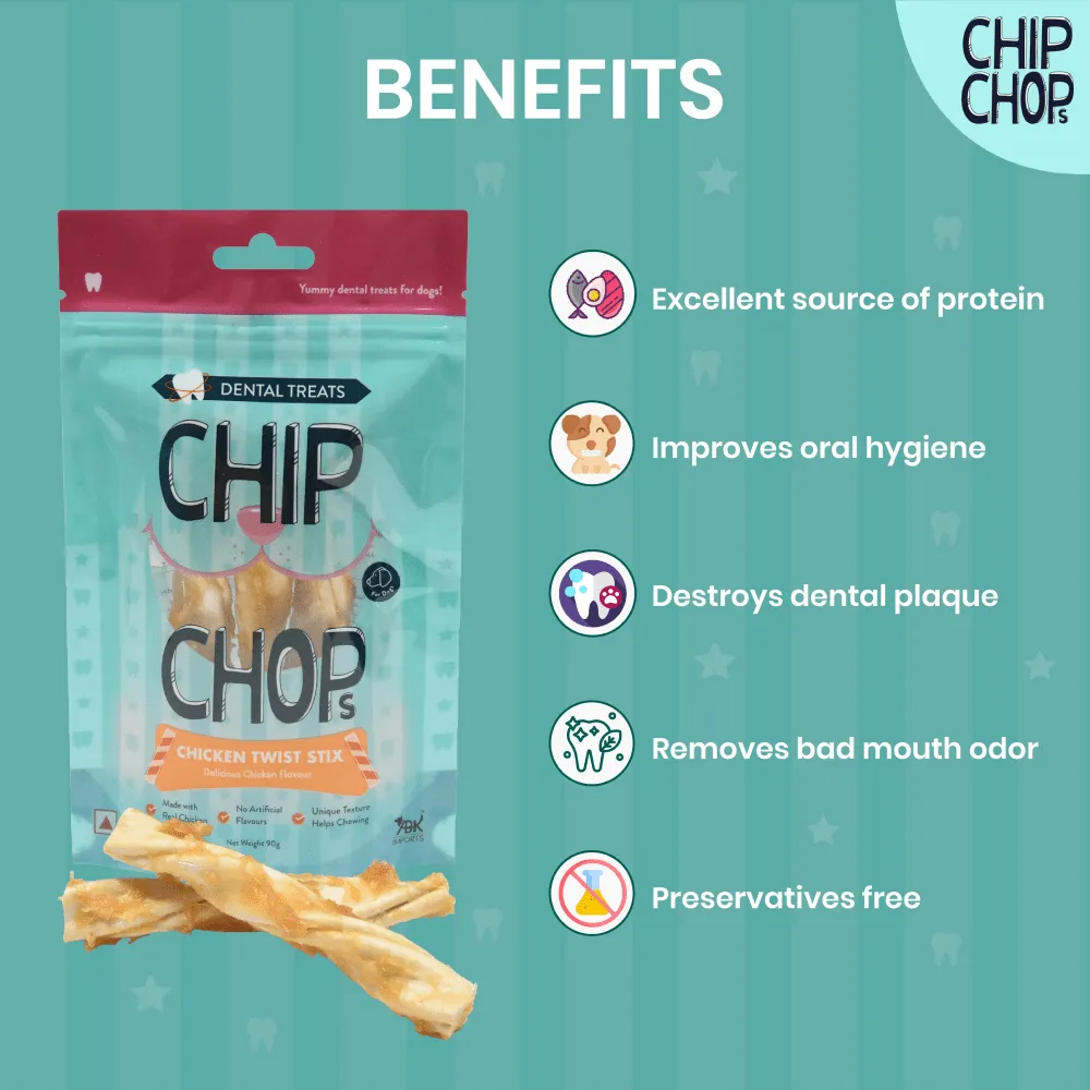 Chip Chops Chicken Twist Stick Delicious Chicken Flavored Dog Treats