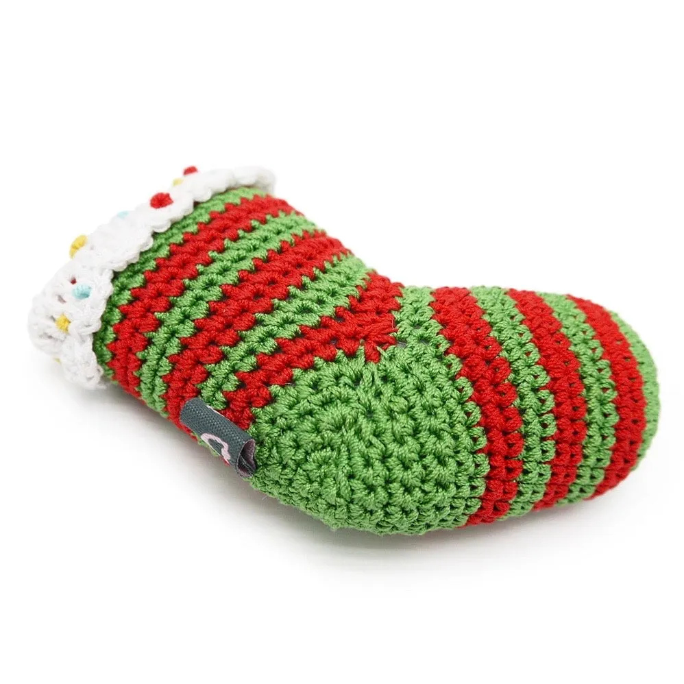 christmas stocking knit squeaker toy