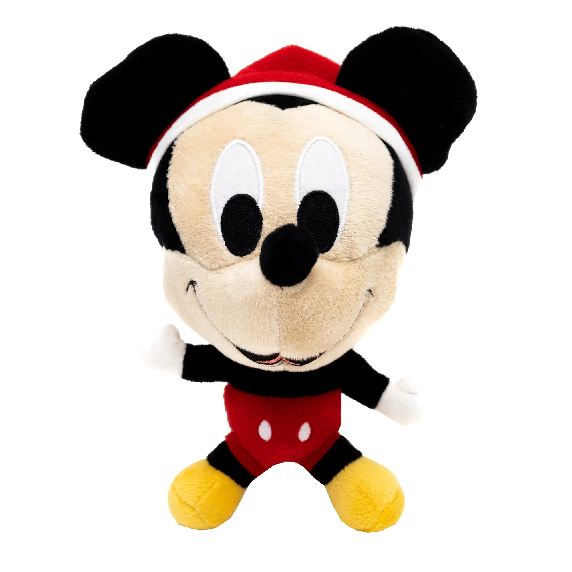 Dog Toy Squeaker Plush - Mickey Mouse Santa Hat Full Body Pose