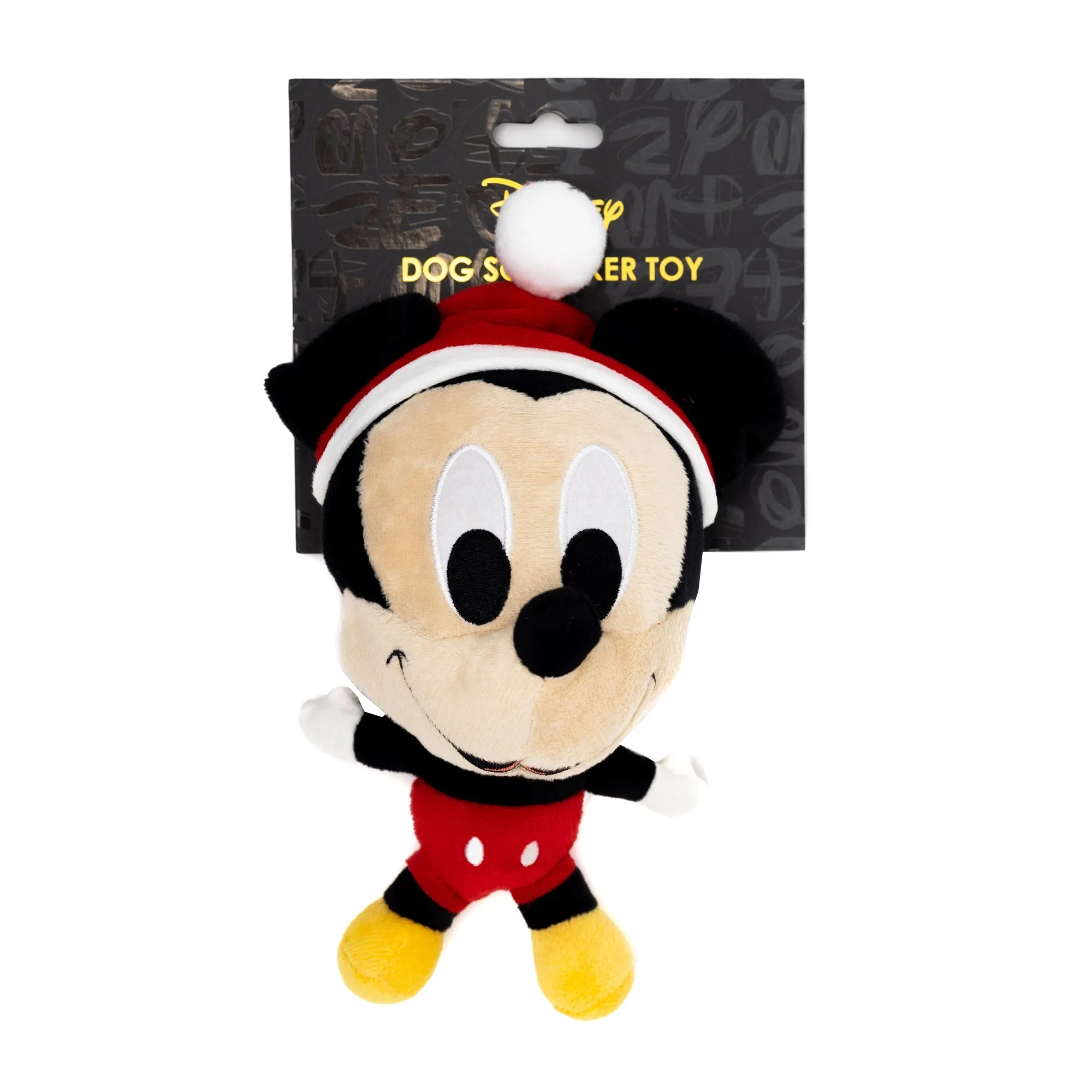 Dog Toy Squeaker Plush - Mickey Mouse Santa Hat Full Body Pose