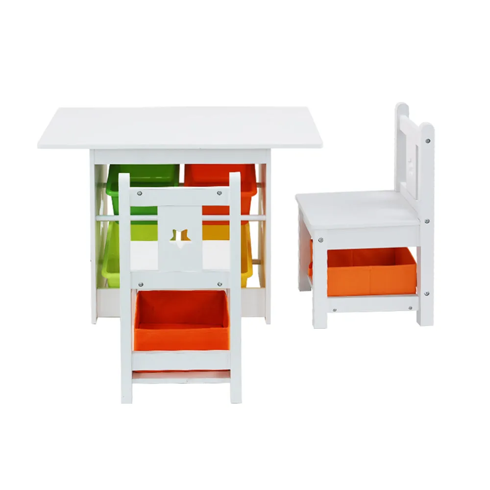 Durable 3PCS Kids Table and Chairs Set with Storage - Keezi