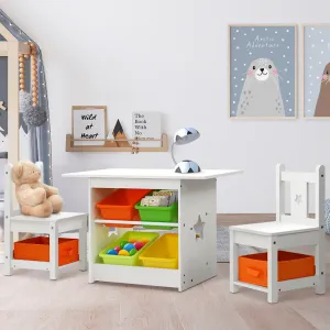 Durable 3PCS Kids Table and Chairs Set with Storage - Keezi