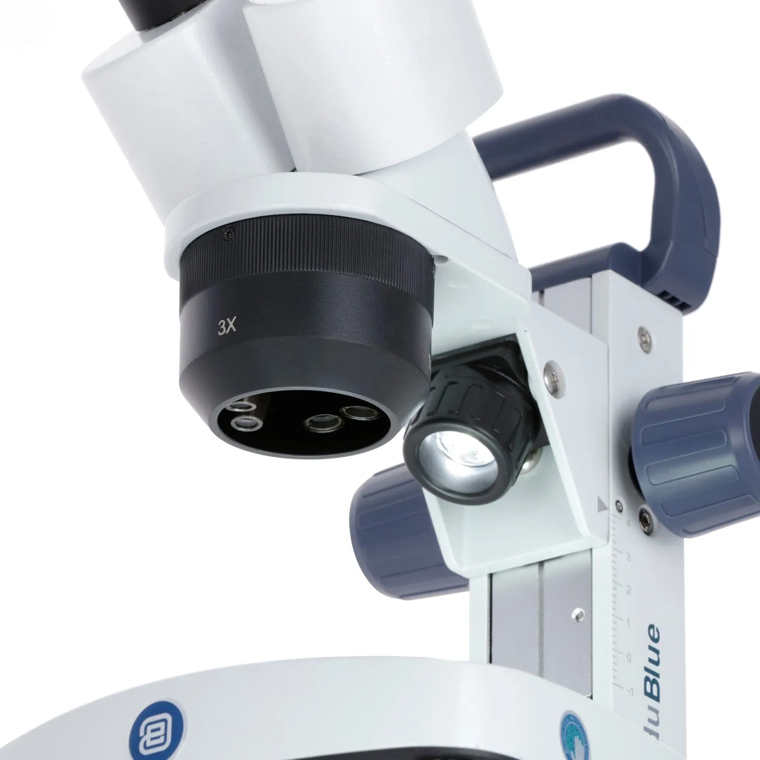 Euromex EduBlue Series Binocular Stereo Microscope 10X, 20X, 30X Magnification with 1X/2X/3X Objective Lenses on Dual Illumination Track Stand