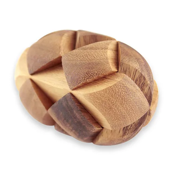 Fathers Day gift_ Brain teaser puzzle Football shape natural wood- can Dad put it back together