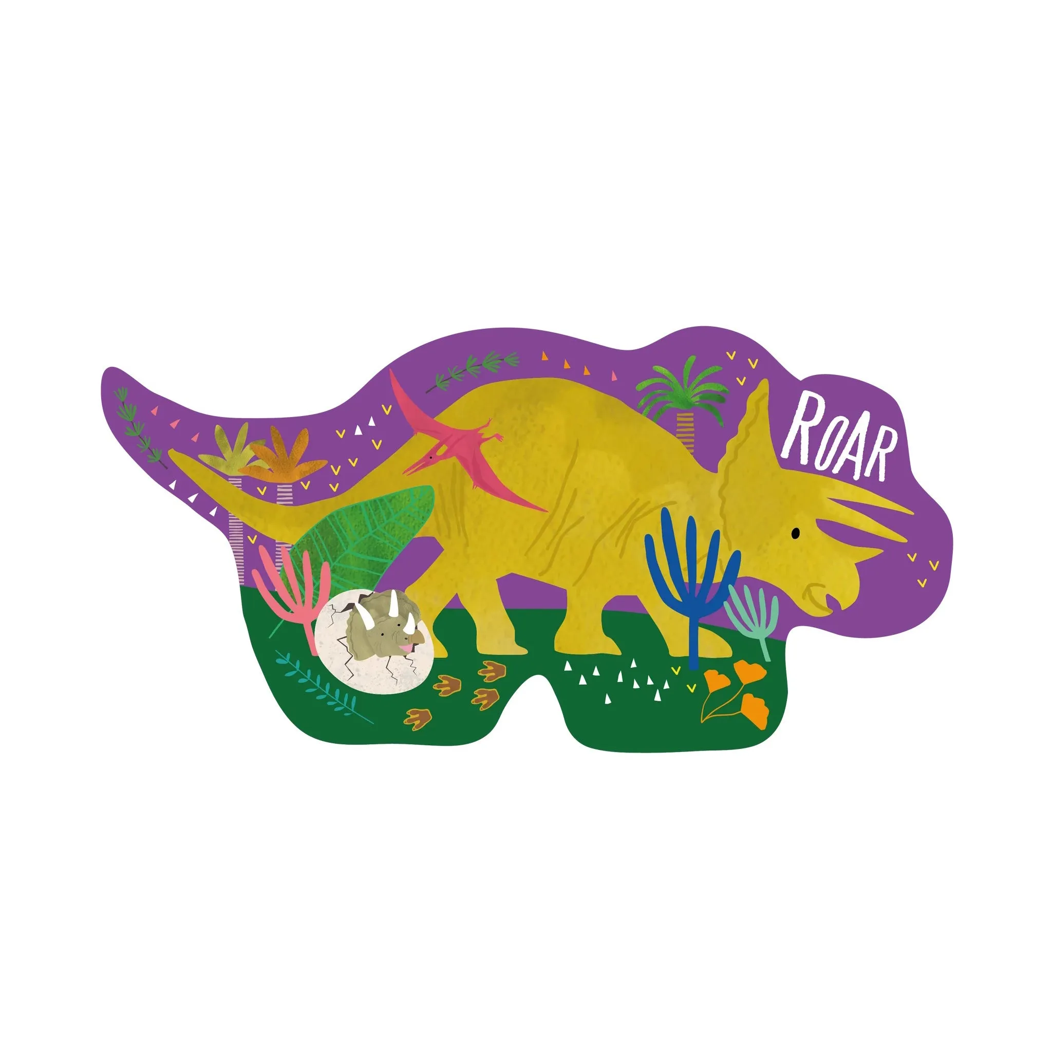 Floss & Rock 12 Piece Shaped Jigsaw in Shaped Box - Dinosaur