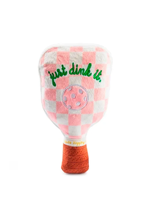 Haute Diggity Pink Checker Pickleball Paddle Dog Toy