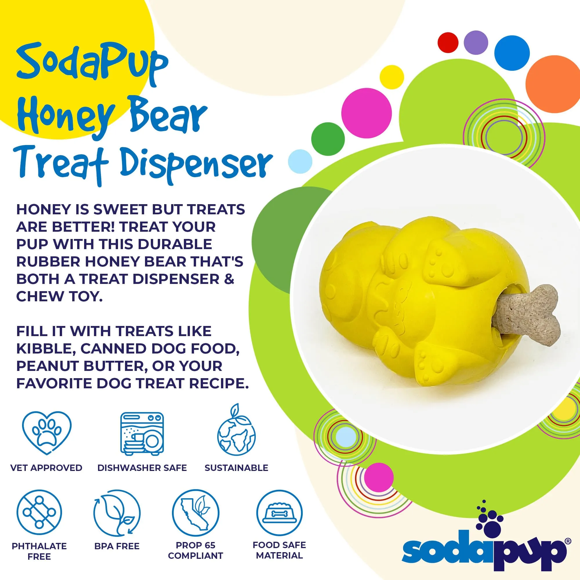 Honey Bear eDispenser Durable Rubber Treat Dispenser