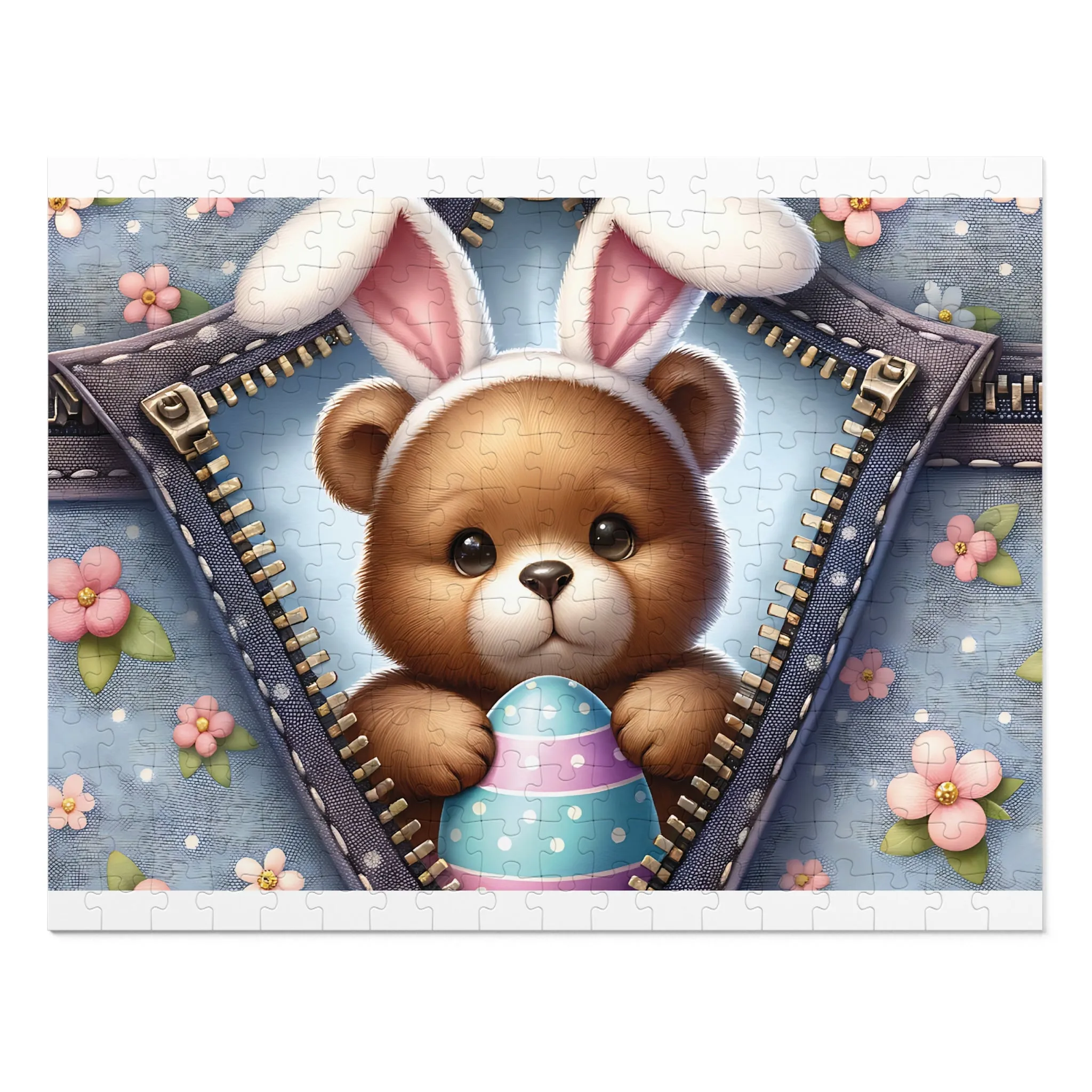 Jigsaw Puzzle, Easter, Bear with Bunny Ears, Personalised/Non-Personalised (30, 110, 252, 500,1000-Piece)