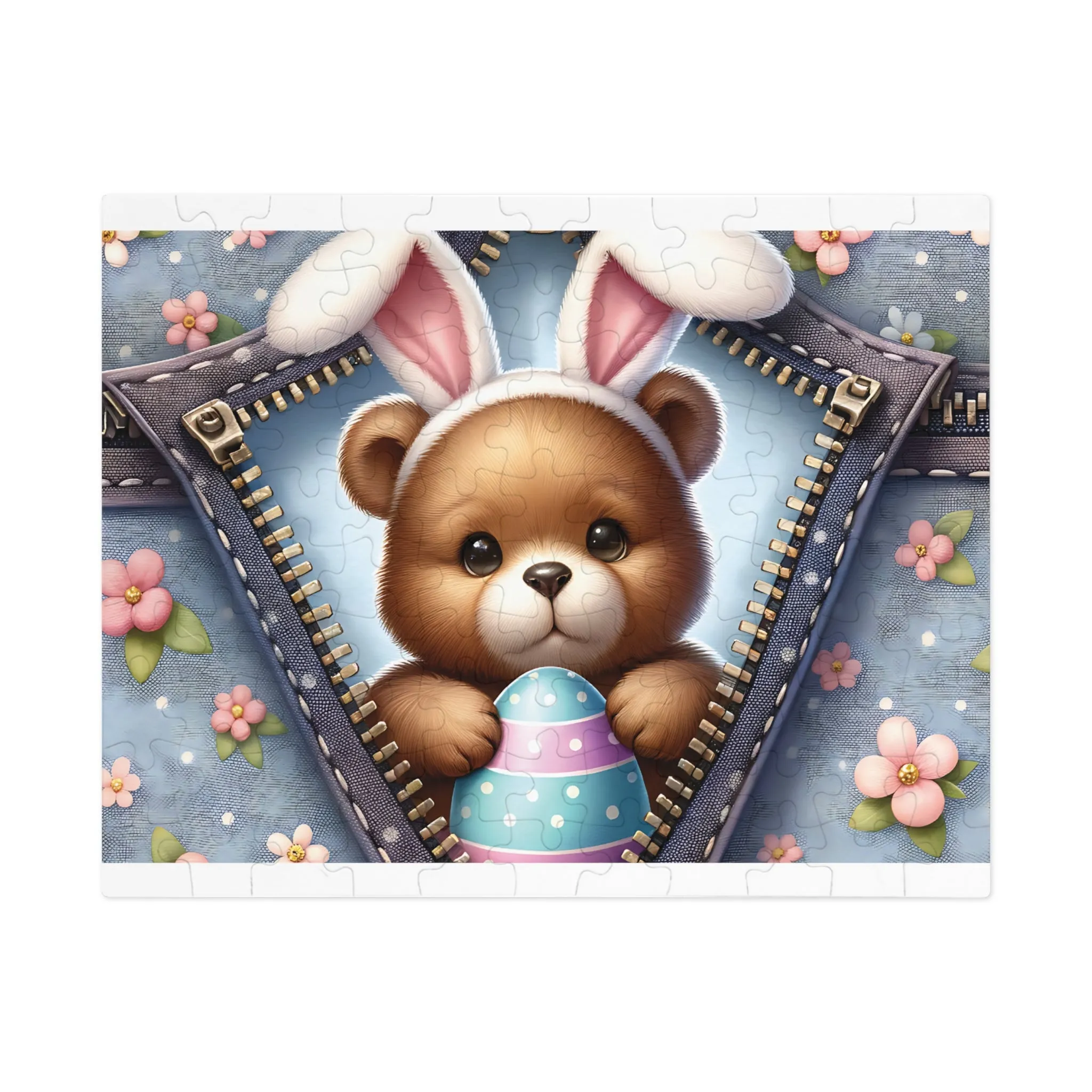 Jigsaw Puzzle, Easter, Bear with Bunny Ears, Personalised/Non-Personalised (30, 110, 252, 500,1000-Piece)