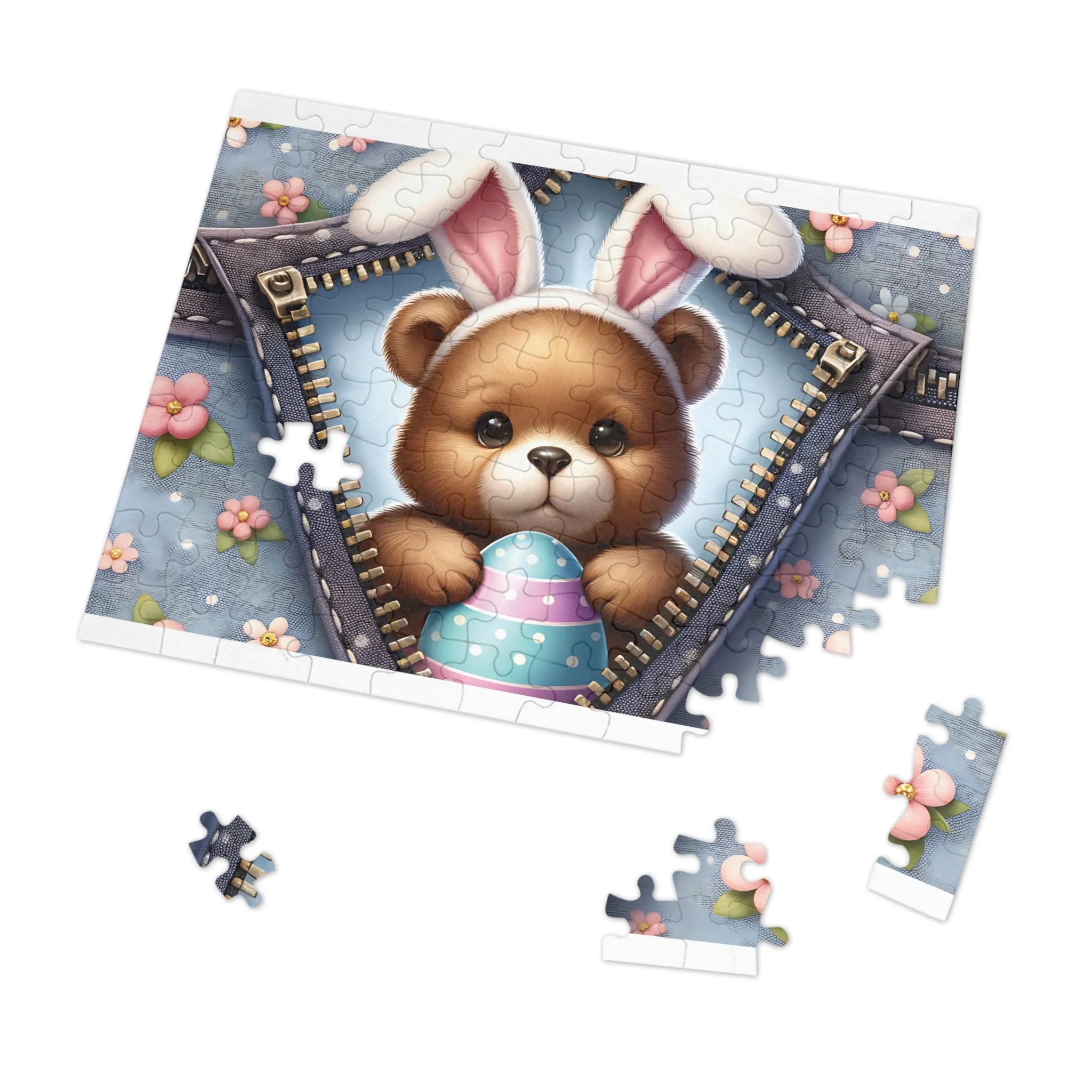 Jigsaw Puzzle, Easter, Bear with Bunny Ears, Personalised/Non-Personalised (30, 110, 252, 500,1000-Piece)