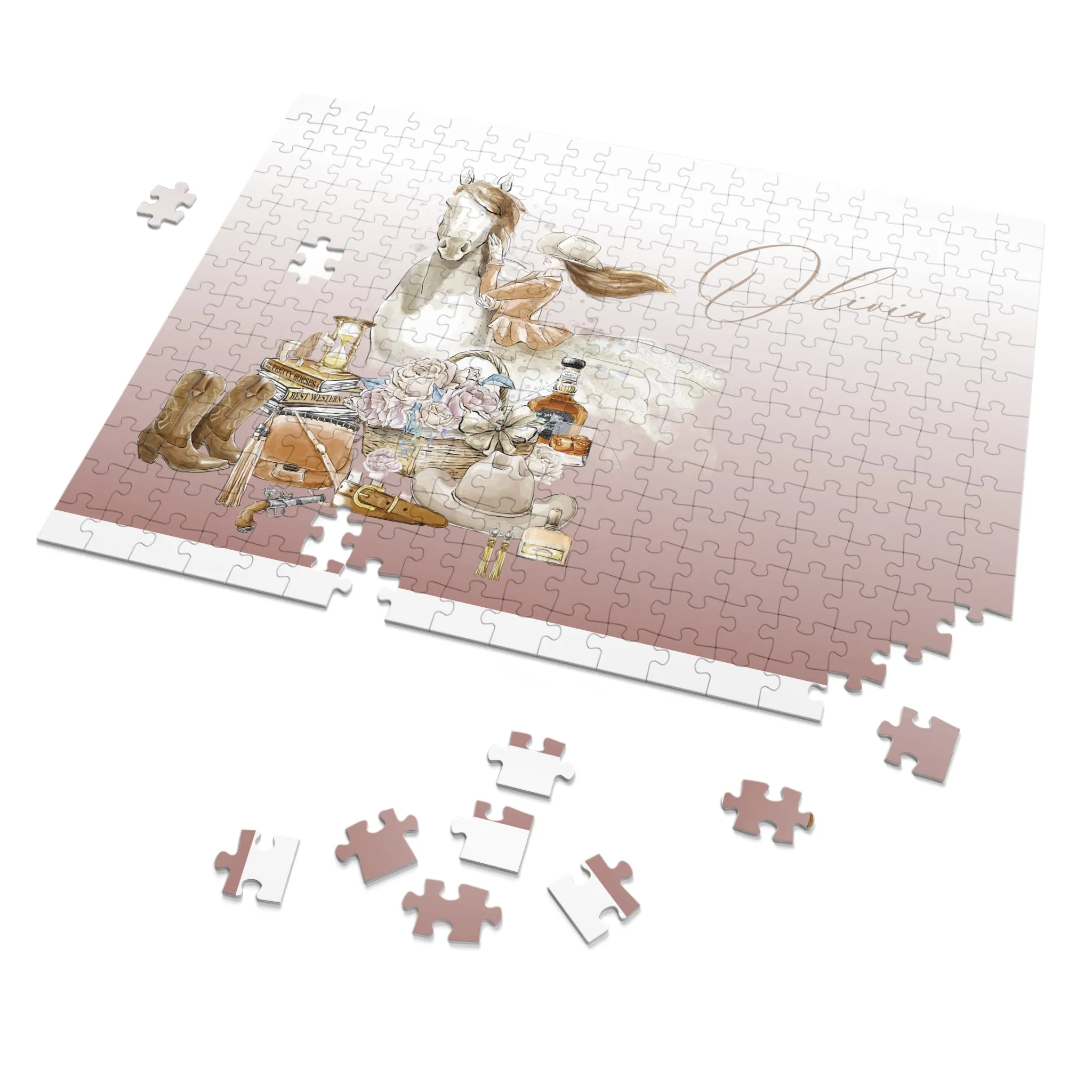 Jigsaw Puzzle, Western, Just a Girl Who Loves Horses, Personalised/Non-Personalised (30, 110, 252, 500,1000-Piece)