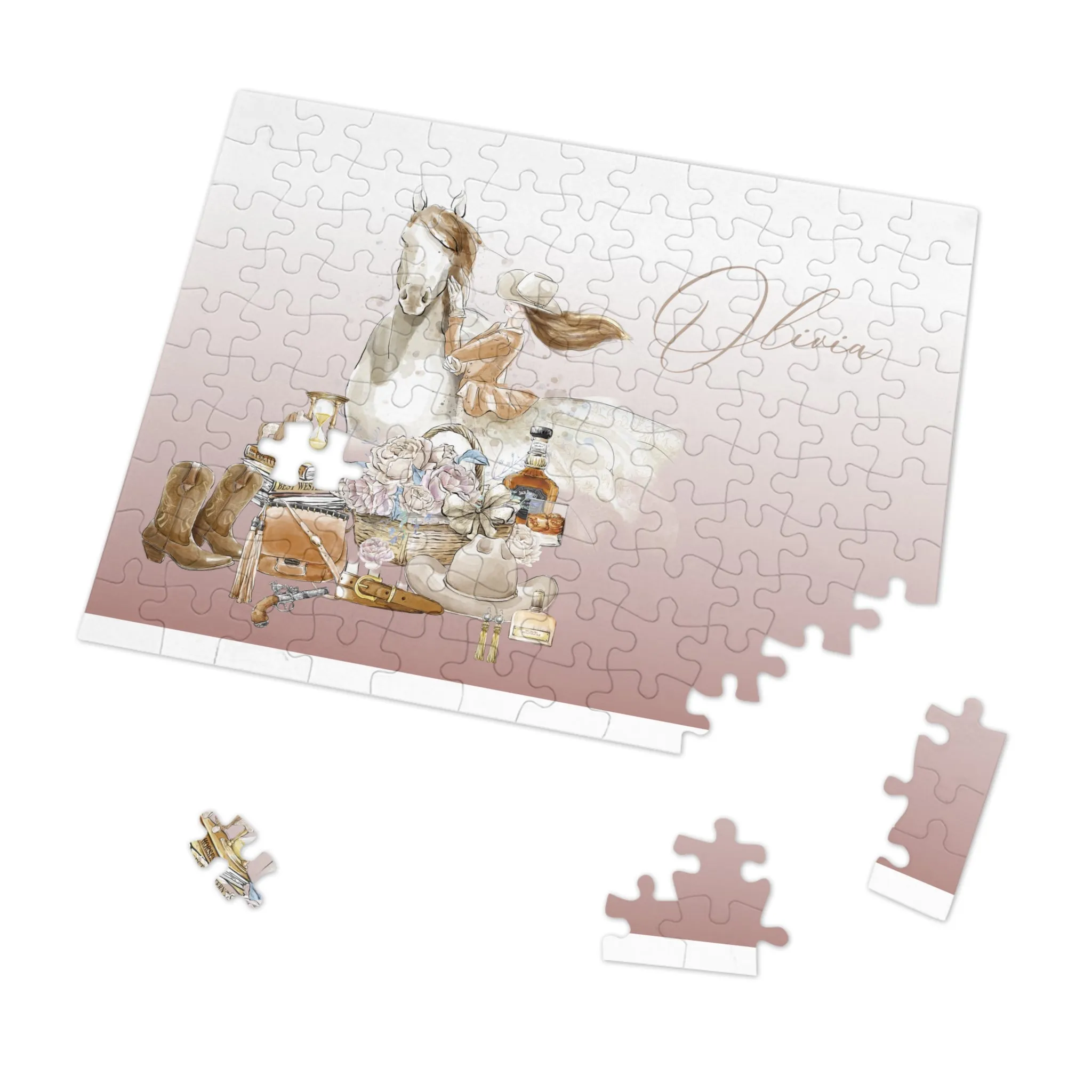 Jigsaw Puzzle, Western, Just a Girl Who Loves Horses, Personalised/Non-Personalised (30, 110, 252, 500,1000-Piece)