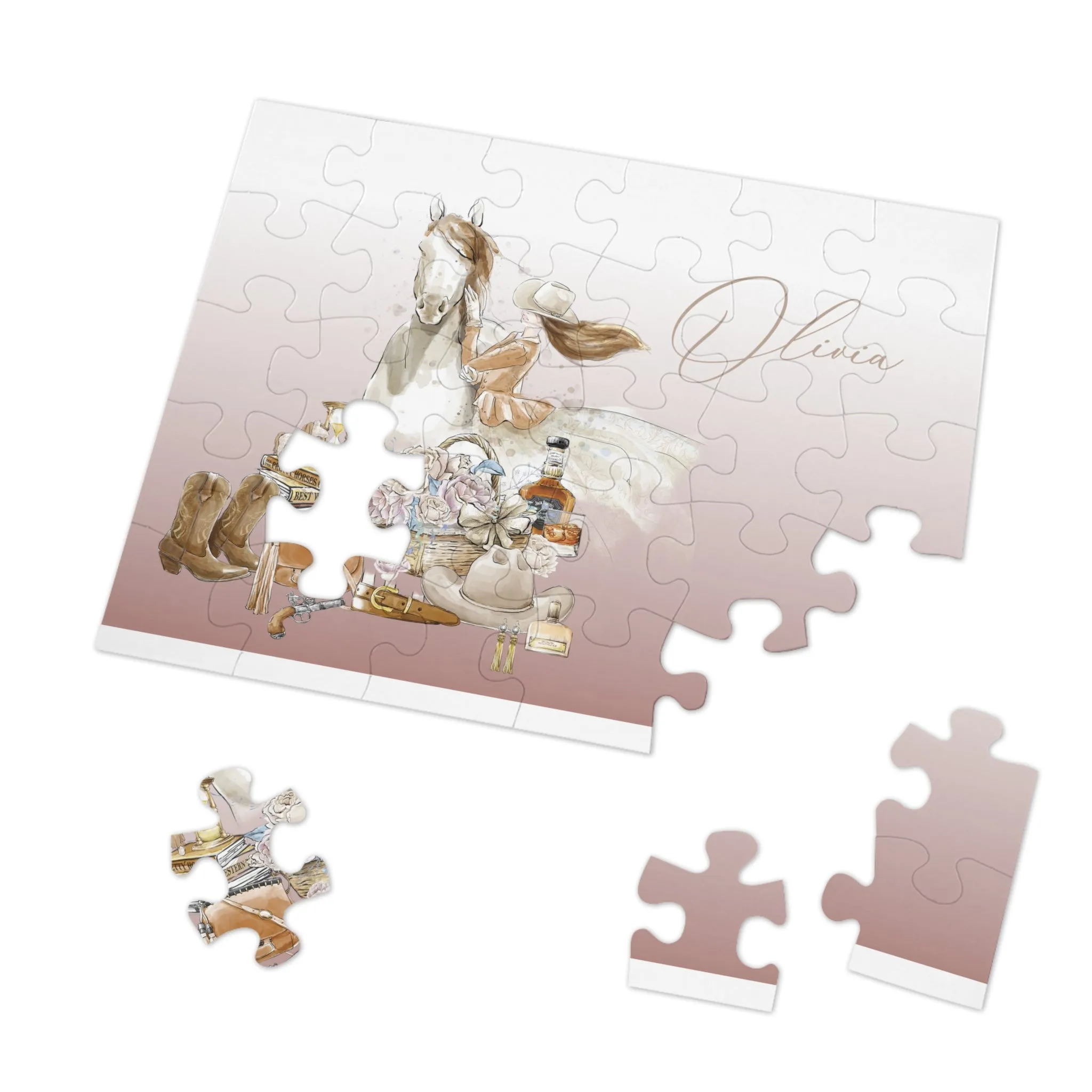 Jigsaw Puzzle, Western, Just a Girl Who Loves Horses, Personalised/Non-Personalised (30, 110, 252, 500,1000-Piece)