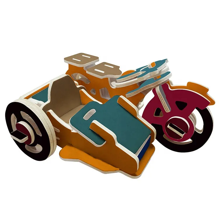 Kids model kit Motor Bike kit model craft DIY-with sidecar and paint set included