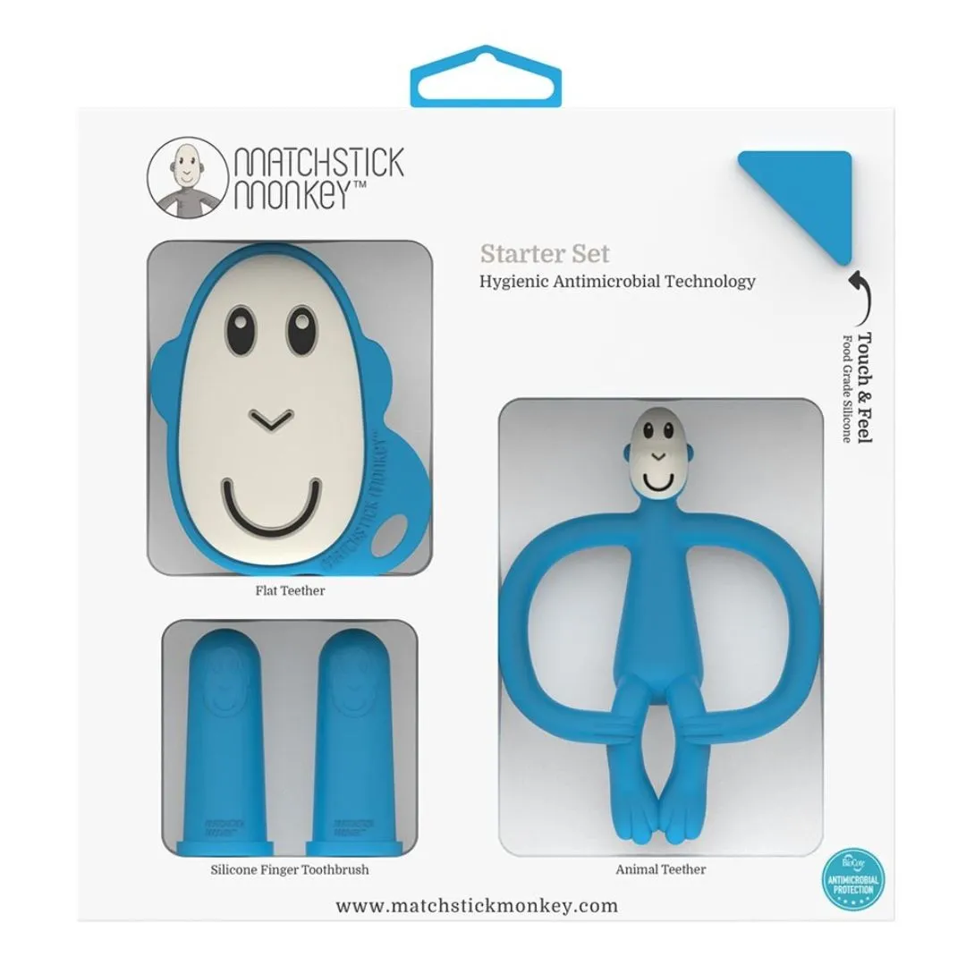 Matchstick Monkey Blue Teething Starter Set