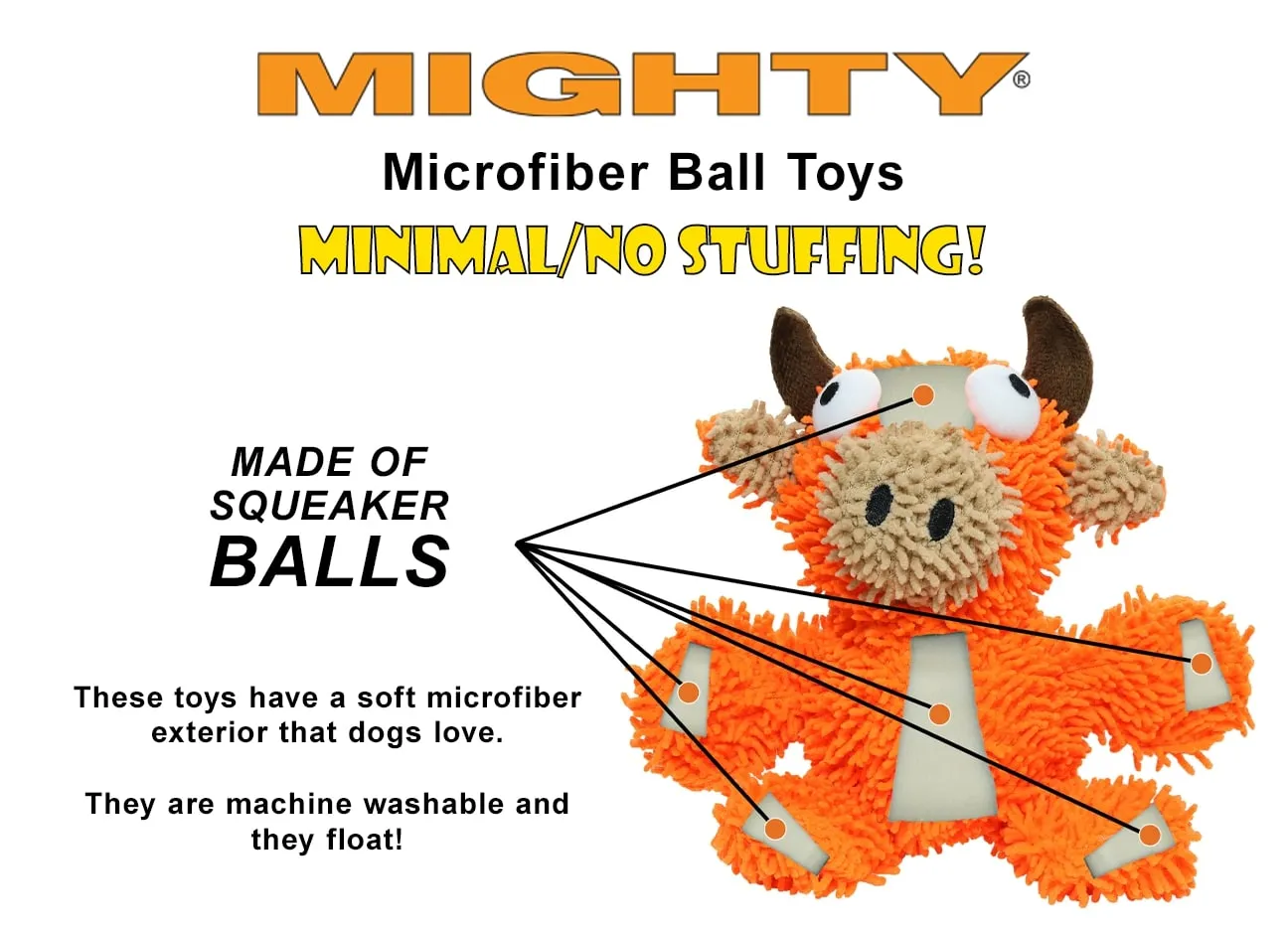 Mighty Microfibre Dog Squeaky Toy, Ball Penguin (mini and regular size)