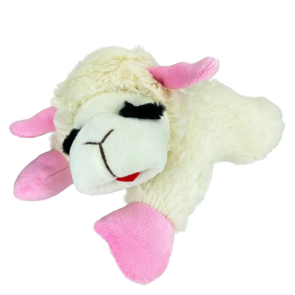 Multipet Lamb Chop Dog Toy w/ Pink Ribbon