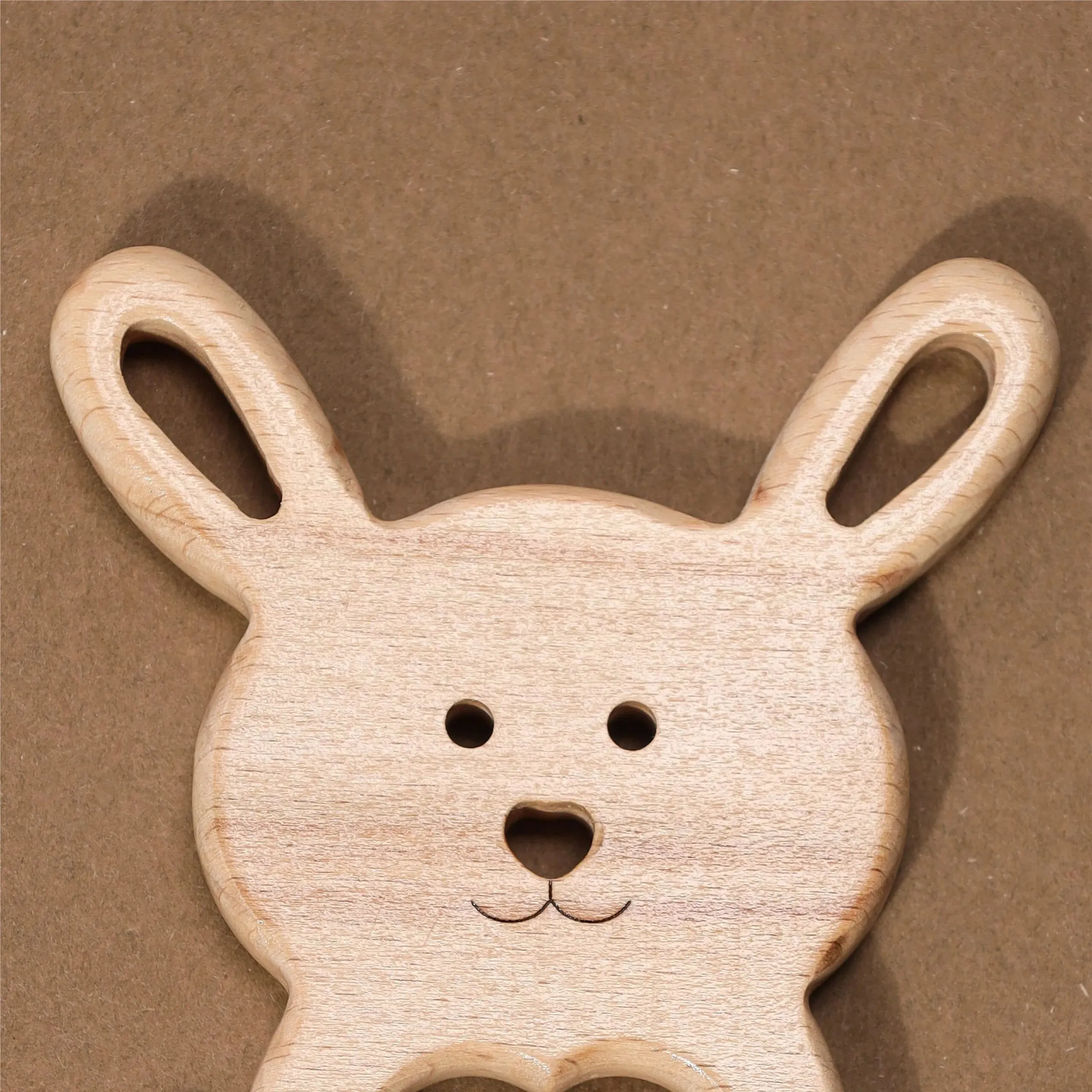 Natural Beech Wood Bunny Teether - Wood Colors