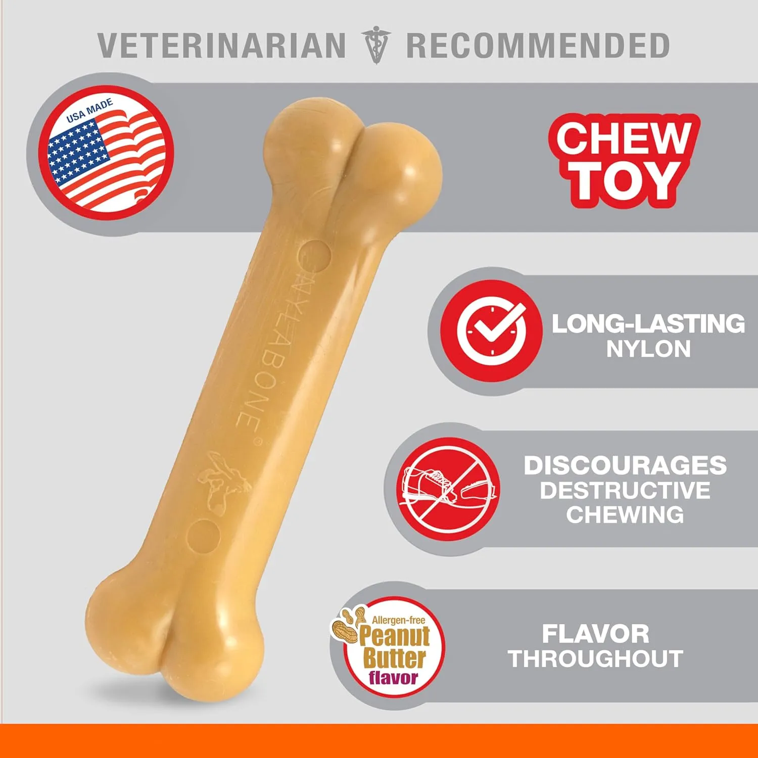 Nylabone Small/Regular Power Chew Peanut Butter, Dog Toy