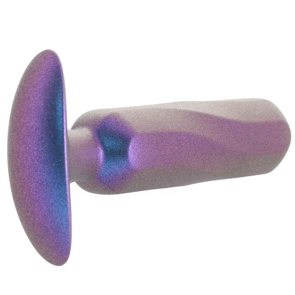 Ouch! Smooth Silicone Oblong Butt Plug in Metallic Blue