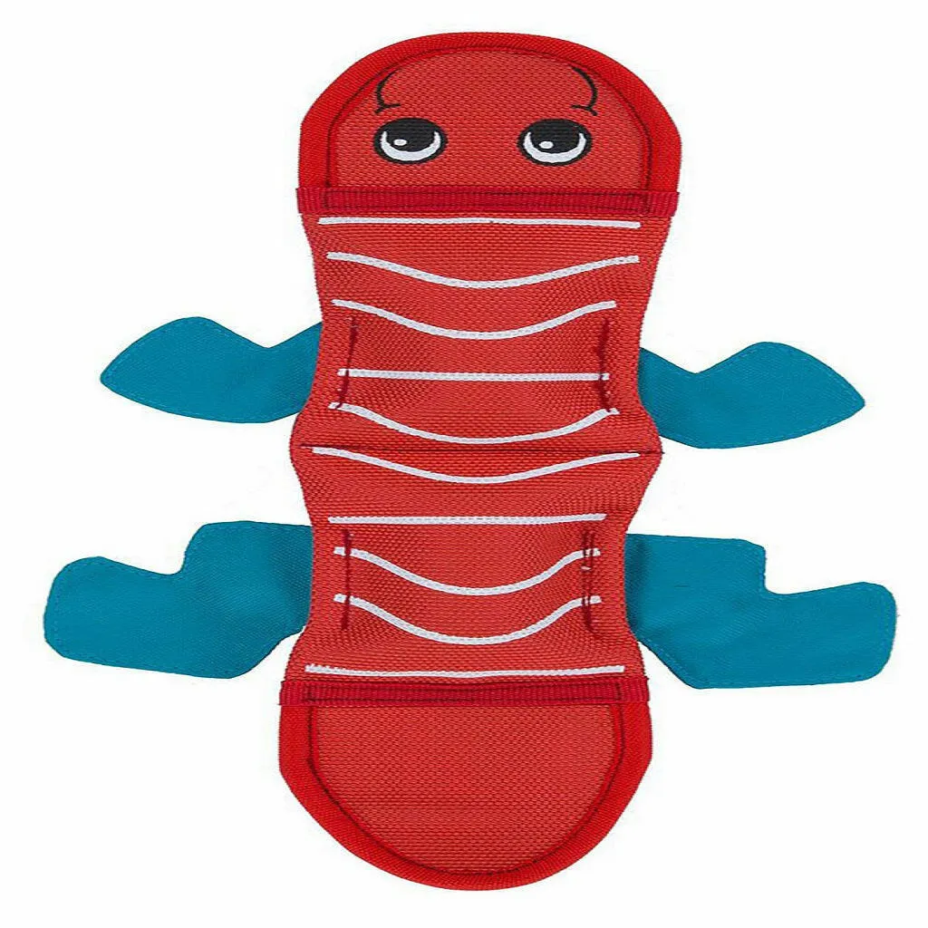 Outward Hound Fire Biterz Red Lizard Plush Firehose Material Interactive 2 Squeaker Dog Toy, Medium