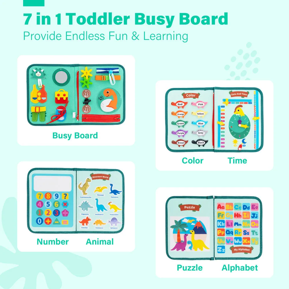 Personalized Dinosaur Theme Activities Learning Busy Board for 3-6 Years Old