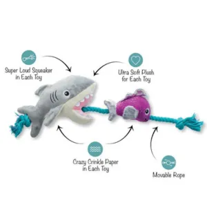 Pet Shop by Fringe Studio Shark Bait Plush Dog Toy