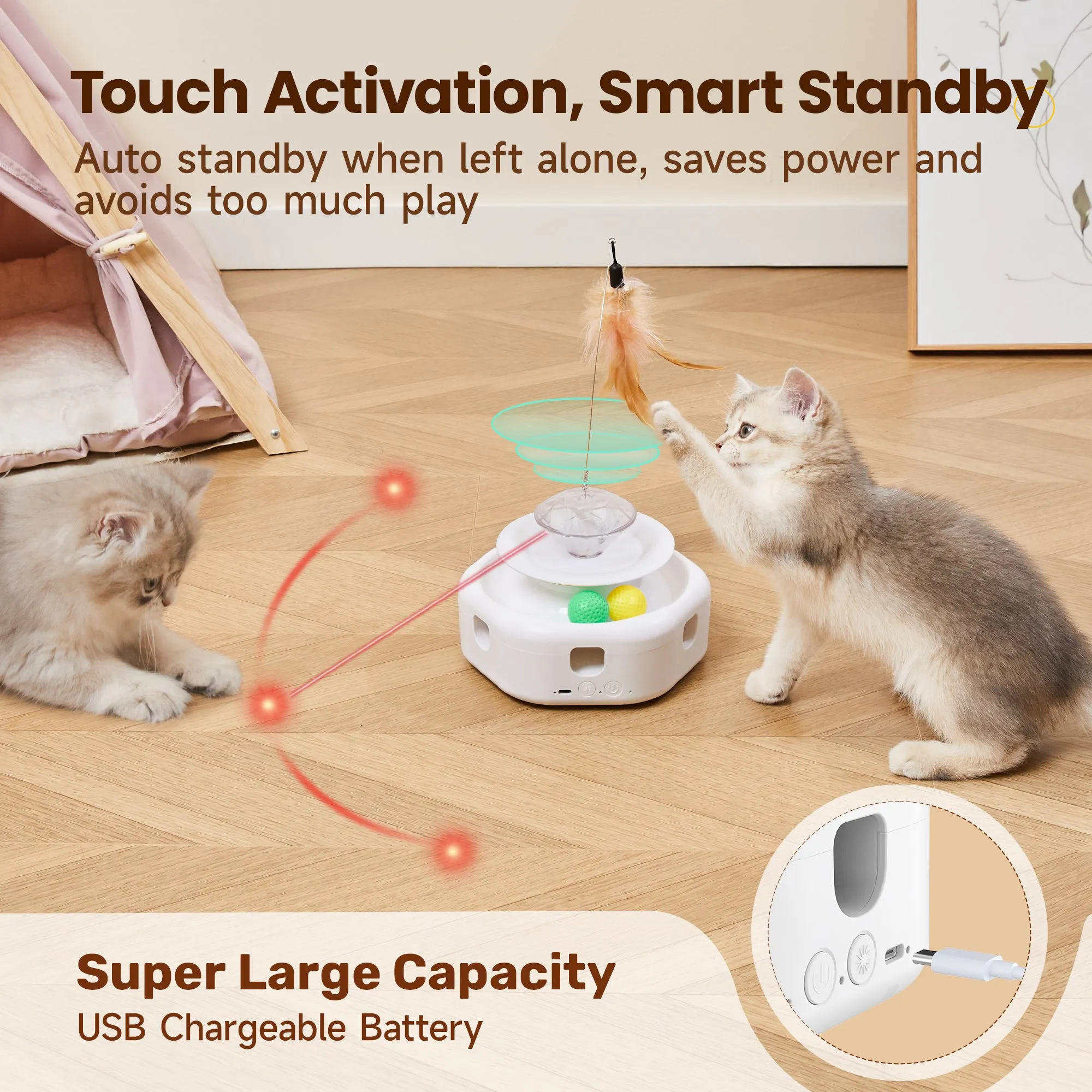 Potaroma 4-in-1 Interactive Cat Laser Toys