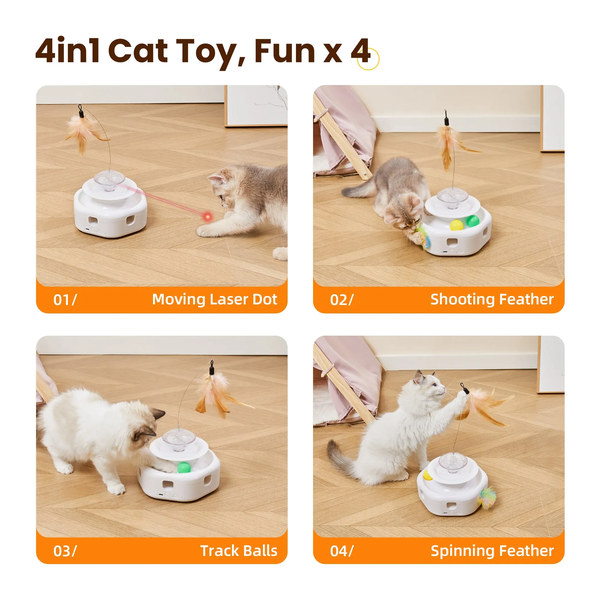 Potaroma 4-in-1 Interactive Cat Laser Toys