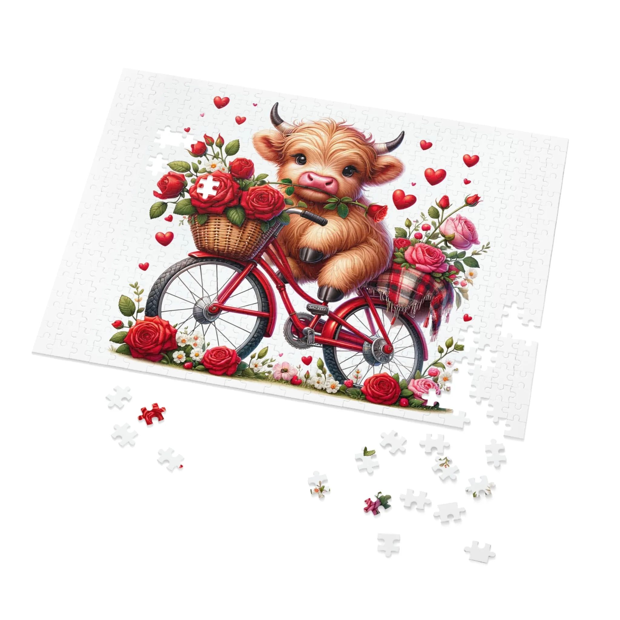 Puzzle, Highland Cow on Bike, Personalised/Non-Personalised (30, 110, 252, 500,1000-Piece) awd-612