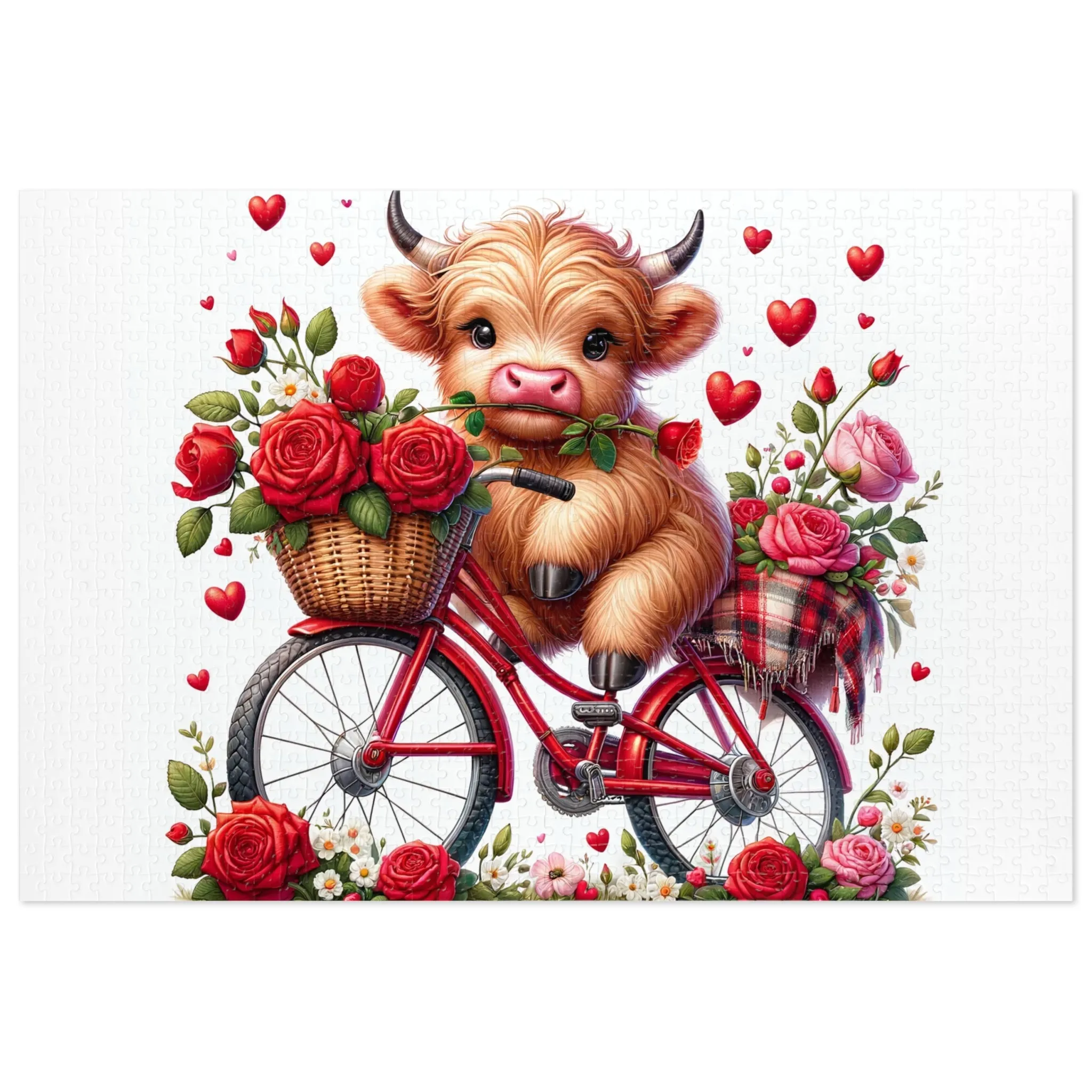 Puzzle, Highland Cow on Bike, Personalised/Non-Personalised (30, 110, 252, 500,1000-Piece) awd-612