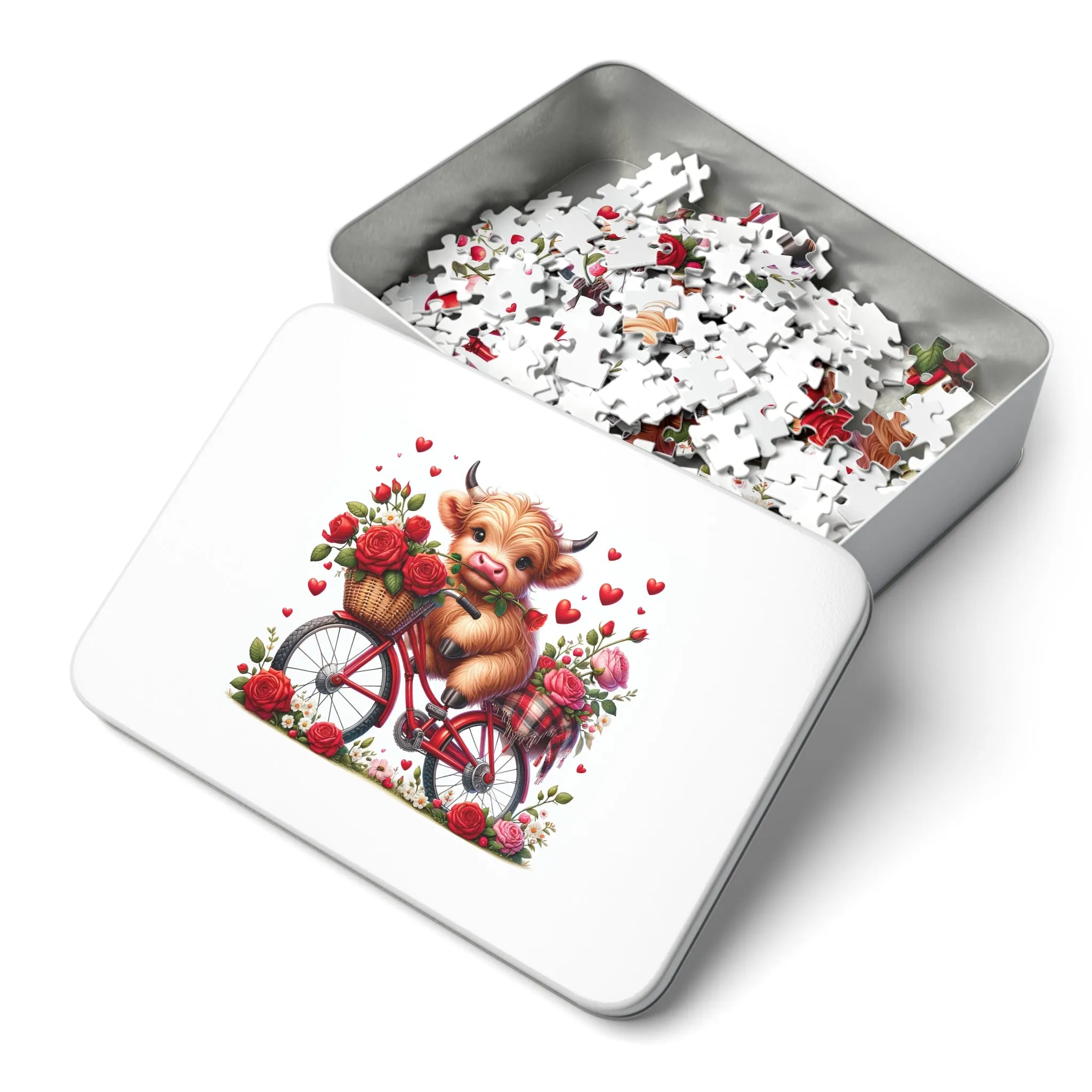 Puzzle, Highland Cow on Bike, Personalised/Non-Personalised (30, 110, 252, 500,1000-Piece) awd-612