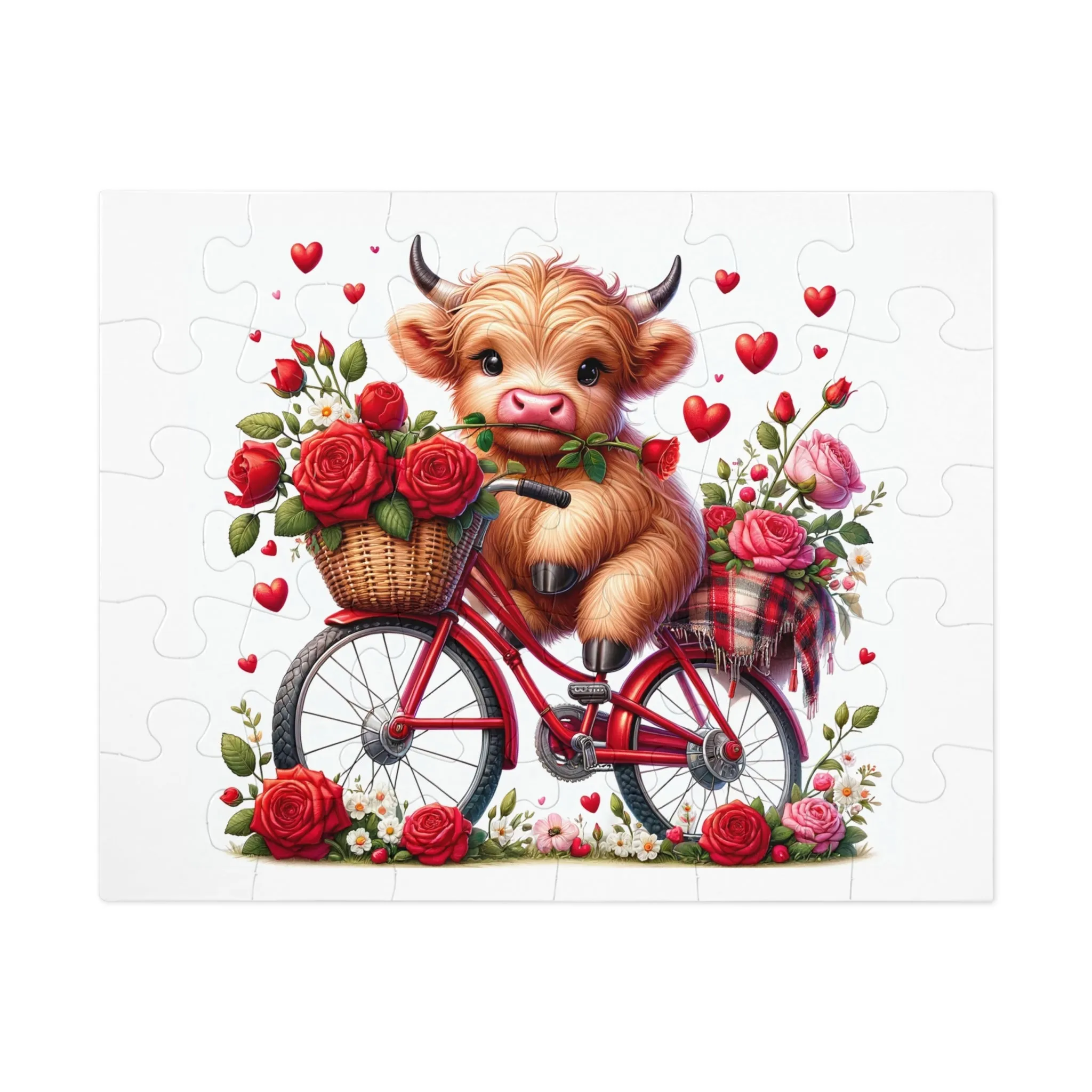 Puzzle, Highland Cow on Bike, Personalised/Non-Personalised (30, 110, 252, 500,1000-Piece) awd-612