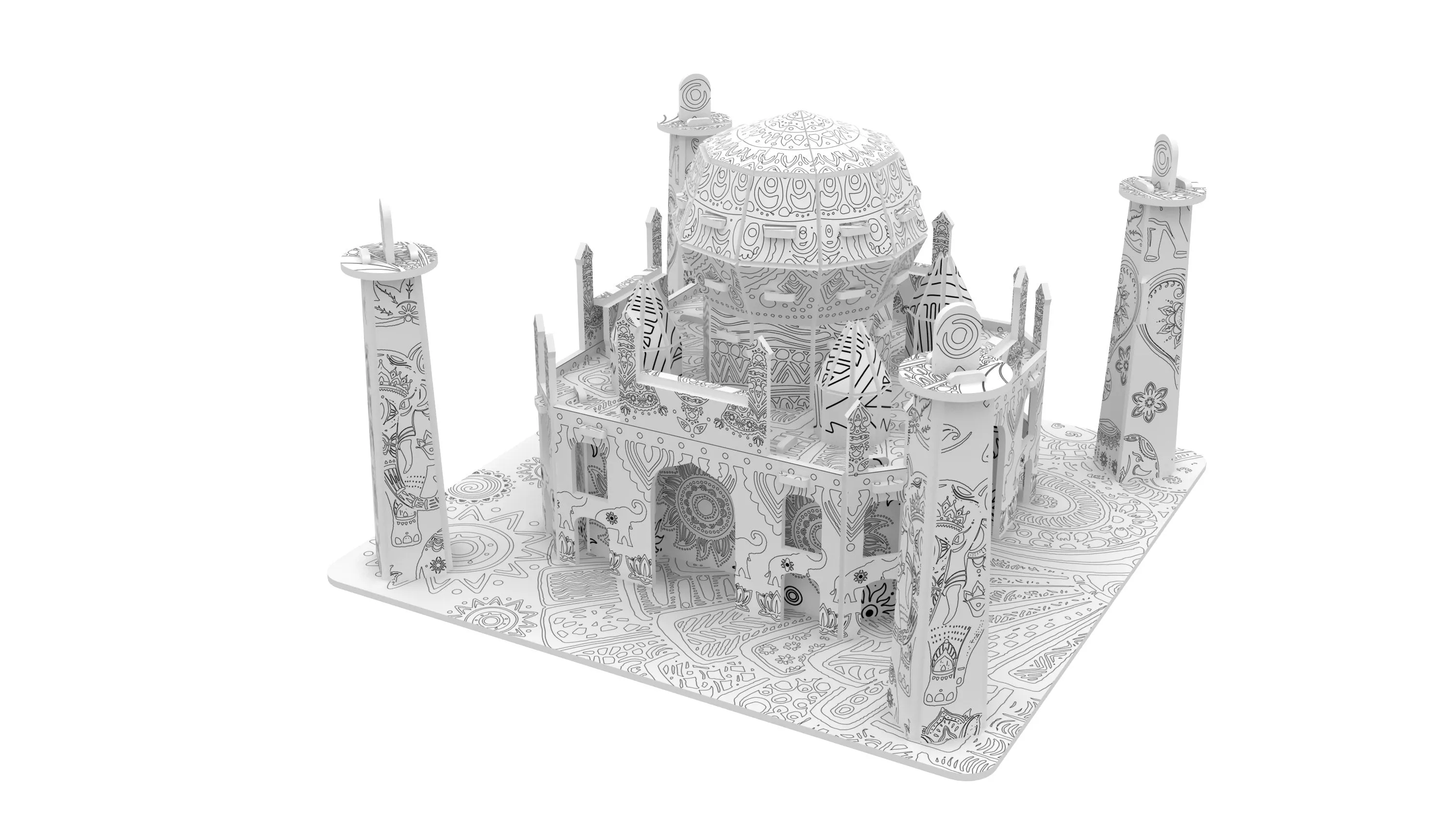 "Taj Mahal" 3D Colour Me Puzzle Kit