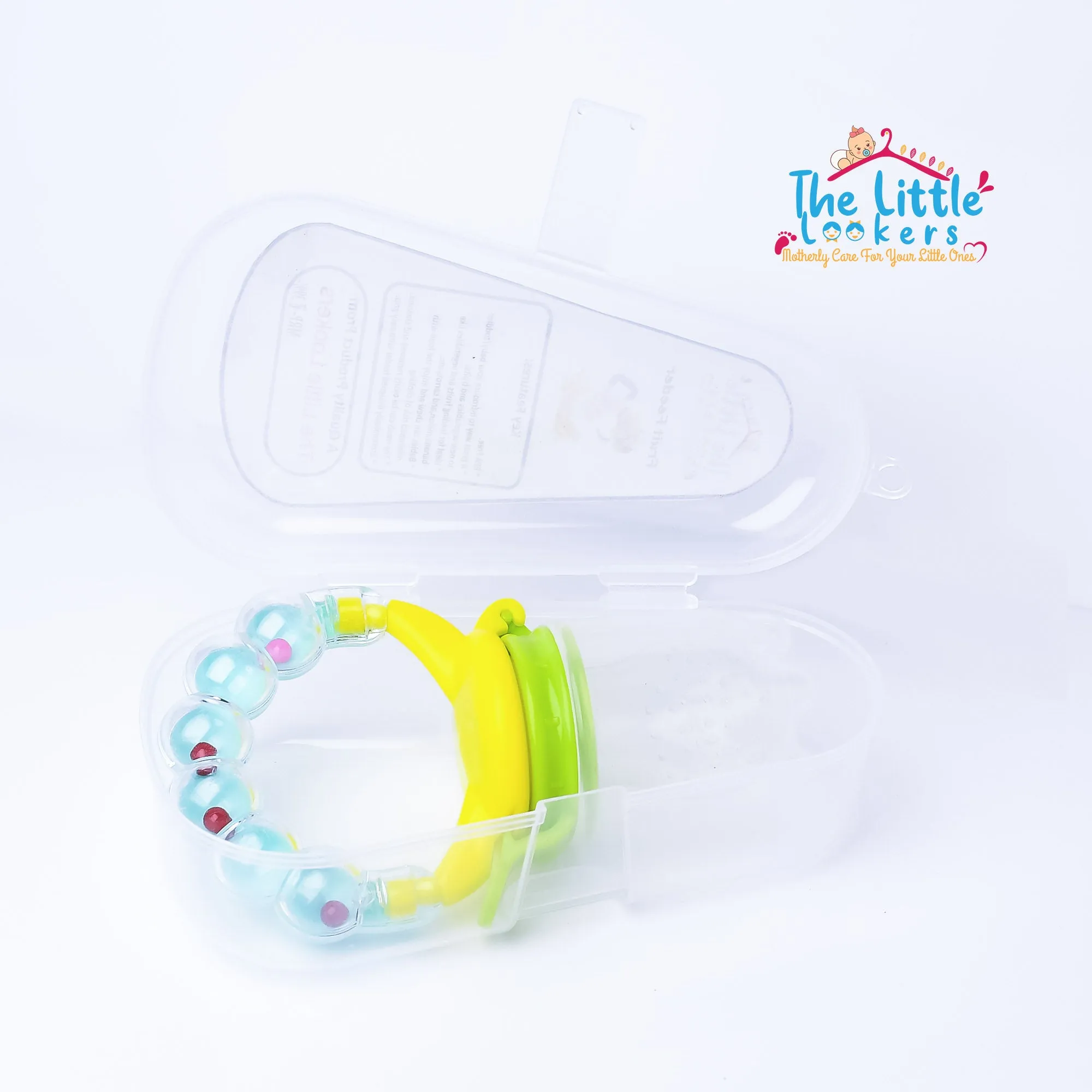 THE LITTLE LOOKERS BPA Free Food Grade Plastic Food Nibbler with Rattle Handle | Fruit/Food Feeder/Pacifier/Nibbler with Silicone Mesh/Soother for Babies/Kids/Toddlers (Pack of 1)