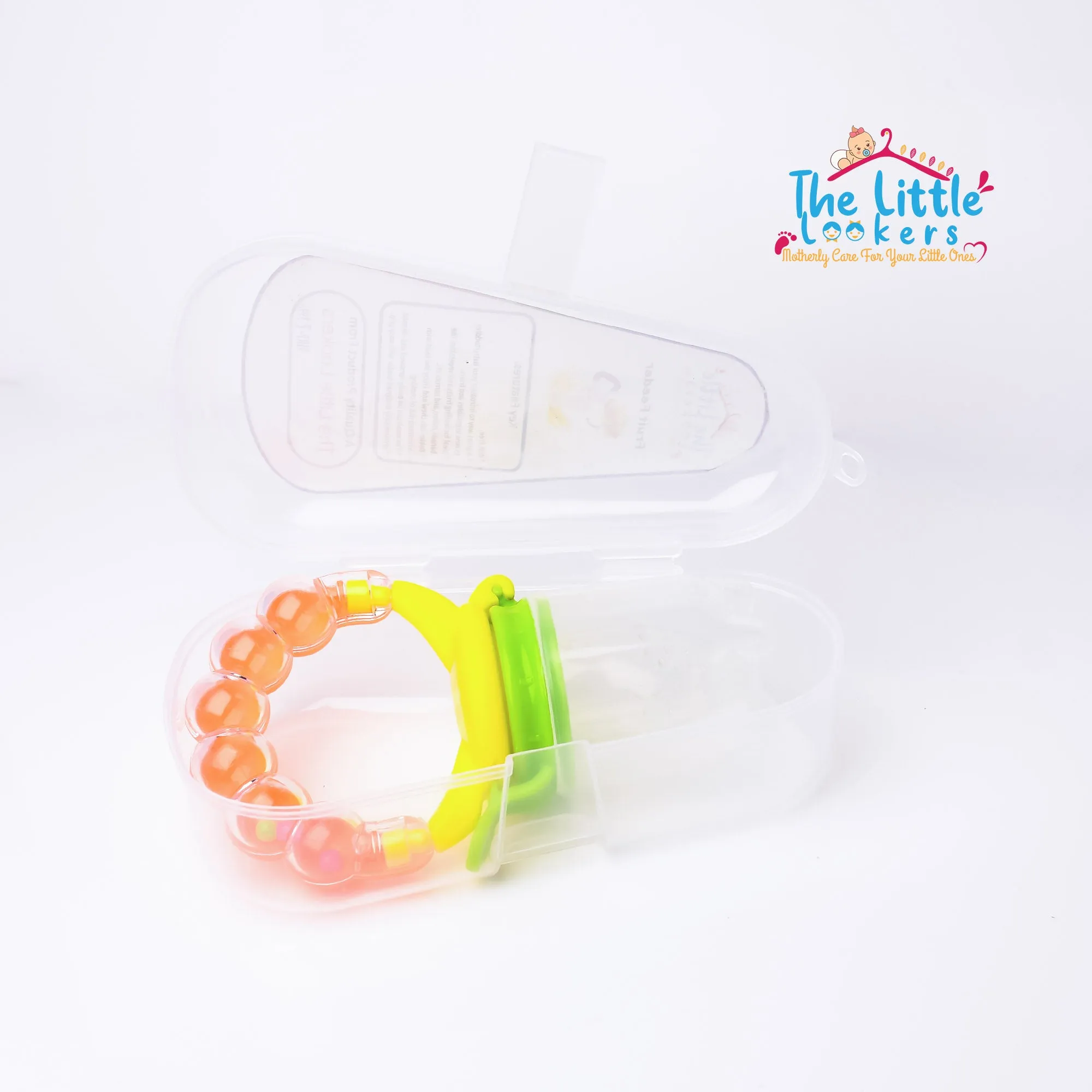 THE LITTLE LOOKERS BPA Free Food Grade Plastic Food Nibbler with Rattle Handle | Fruit/Food Feeder/Pacifier/Nibbler with Silicone Mesh/Soother for Babies/Kids/Toddlers (Pack of 1)