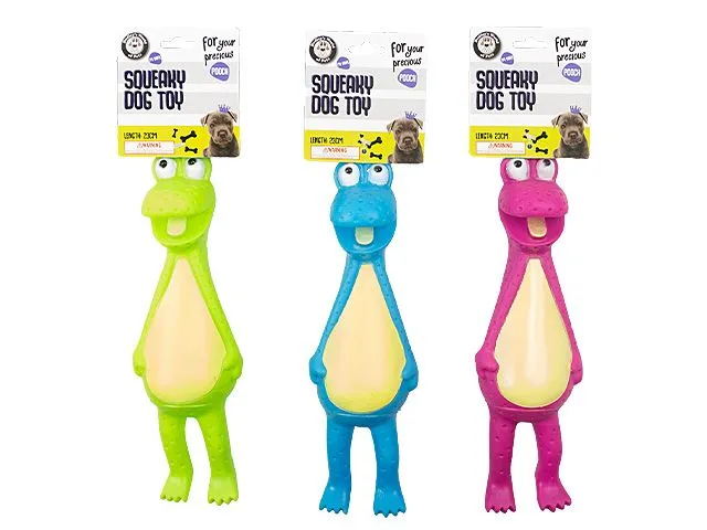 Vinyl Squeaky Frog Dog Toy - 23cm - Pink/Green/Blue