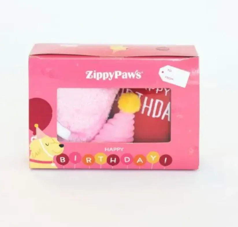 Zippy Paws - Pink Birthday Box 3 Piece Dog Toy